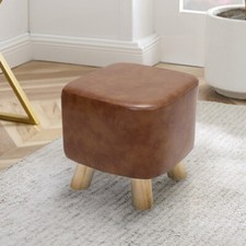 Footstool Sofa Ottoman Pouffe Padded Foot Rest Stool Bench Seat Velvet/PU Cover