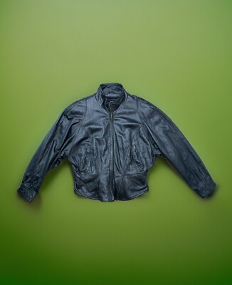 VTG Wilsons 1986 Black Leather Women's Motorcycle Crop Zip Jacket