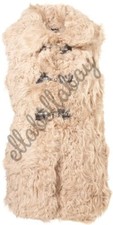 Topshop Premium Cream Curly Sheepskin Leather Clasp Fur Longline Gilet Uk14 16