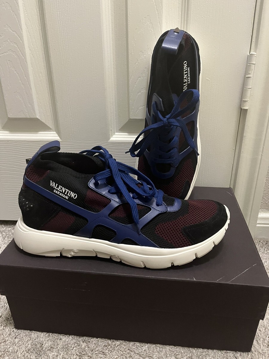 Valentino Garavani Men's Rockstud Sneakers Camo Blue/ Wine Size 44-11 US  Italy