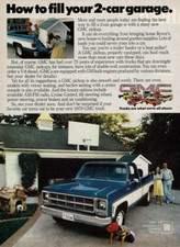 1979 Vintage Print Ad GMC Pickup Truck Blue White Family Kid Dog House Parents