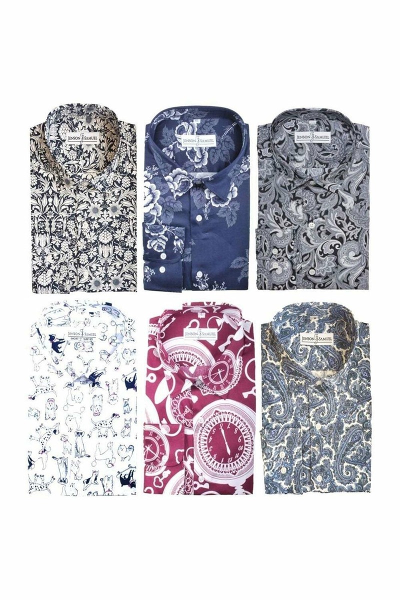 Camisas florales de cachemira estampadas MOD calce clásico regular 100 % algodón JSS para hombre S-4XL