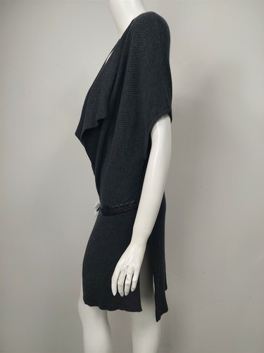 ETCETERA Charcoal Gray Ribbed Knit Open Front Zip Detail Sweater Vest sz XS - Picture 2 of 3