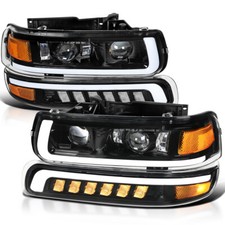 For 99-02 Silverado 00-06 Tahoe Black Projector Dot Led Headlightsbumper Lamps