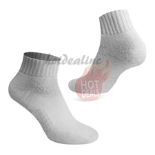 3/6/12 Pairs Men's Sports Gray Thick Cotton Ankle Low Cut Socks size:9-11/10-13