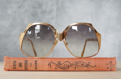 Vintage Luxottica 1970s Sunglasses Italy Disco retro Grandma Chic Electroplated