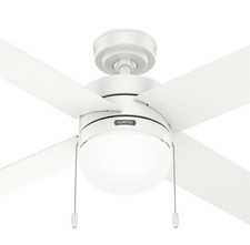Hunter Fan 52 inch Fresh White Ceiling Fan with LED Light and Pull Chain Indoor