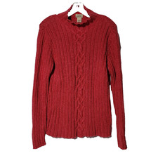 L.L.Bean Cable Knit Cotton Sweater Pink Women's Medium