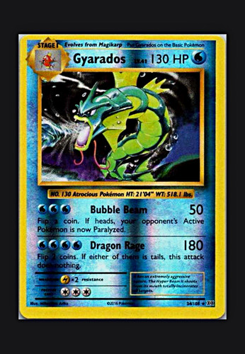 The Pokémon Company Gyarados 34/108 Evolutions Holo Rare 2016 English 130 HP