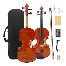 4/4 Full Size Violin Set Handcrafted One-Piece Tiger Maple Back with Case, Bow