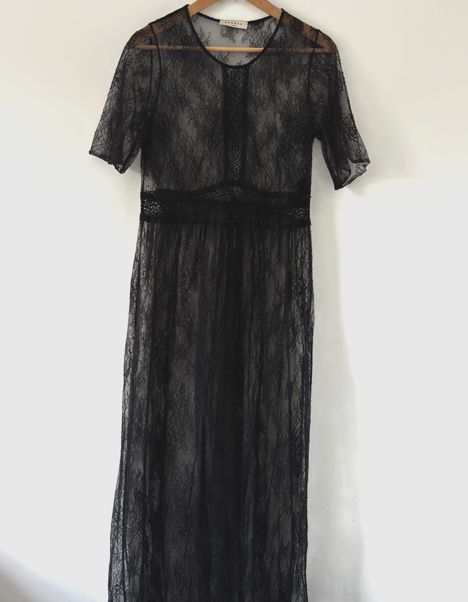 Sandro Dress Size M Black Lace Sheer Maxi Dress | eBay Sandro Dress Size M Black Lace Sheer Maxi Dress | eBay