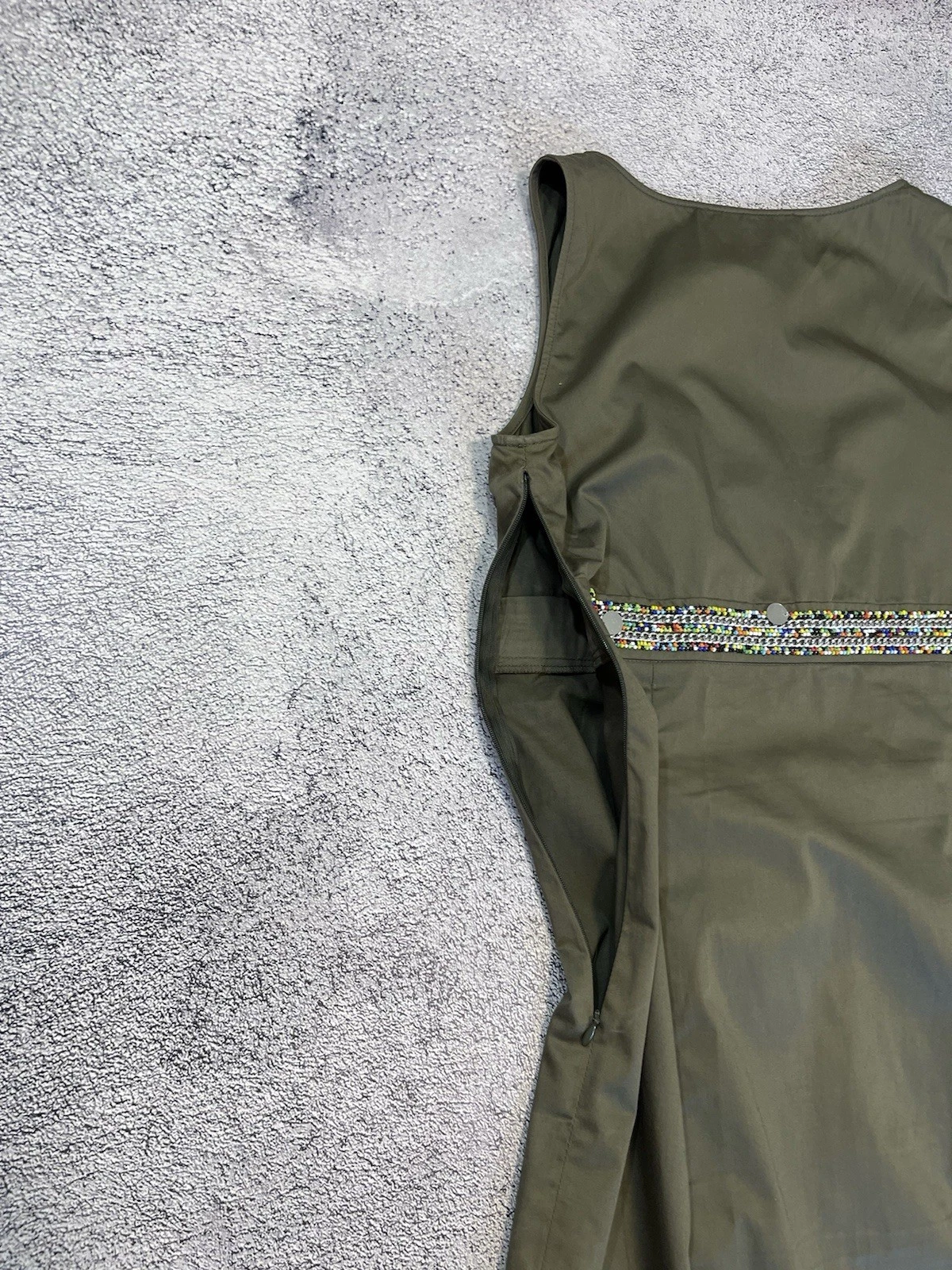 Love Moschino abito donna verde senza maniche in vita con perline taglia I44 US8