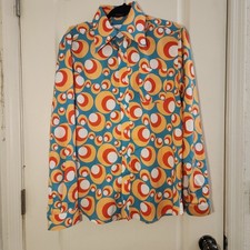 Men's 1970's Disco Party L/S Shirt Medium Retro Abstract Print