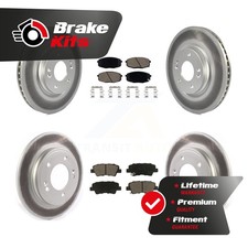 Front Rear Coated Disc Brake Rotors Ceramic Pad Kit For 2020-2020 Kia Forte 1.6L