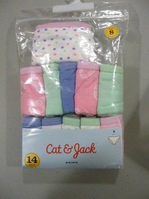 GIRLS UNDERWEAR SIZE 8 BIKINI  11 PACK CAT & JACK  100% COTTON   NEW