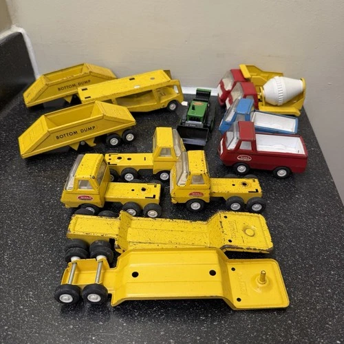 Vintage Tonka Pressed Steel Trucks Lot of 13 Bottom Dump Mixer