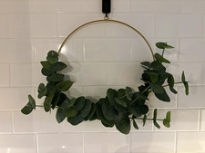 Hearth Hand Magnolia 12 Faux Eucalyptus Wreath Gold Metal Hoop Greenery