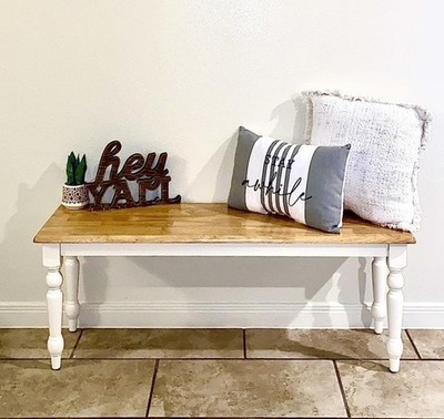 4 ft Traditional Farmhouse Solid Wood Dining Bench French Country Kitchen Seat