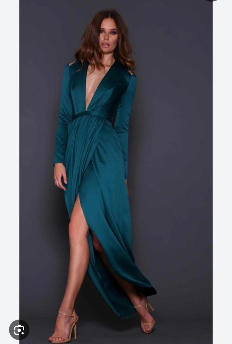 dark green and white dress Lady Black Tie - Leanne Midi Dress - Emerald Green main image 0