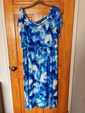 Nine West Summer Blue Dress Size 18 Stretchable Lined NWOT 
