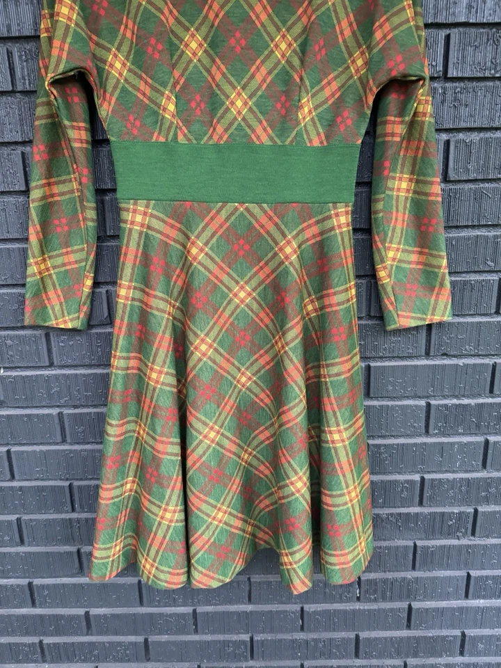 Vestido De Colección Leslie Fay Original Años 60 Talla 6 Amarillo Rojo Verde Mod Fit Acampanado Foto 4 de 4