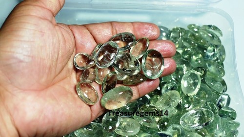 250 CRT GROSSHANDEL MENGE NATÜRLICHER VS1 GRÜNER AMETHYST/PRASIOLITH CABOCHON EDELSTEIN - Bild 4 von 10