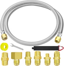 6FT Braided Propane Hose Replacement 3/8 Flare Adapter w/ Conversion Couplings