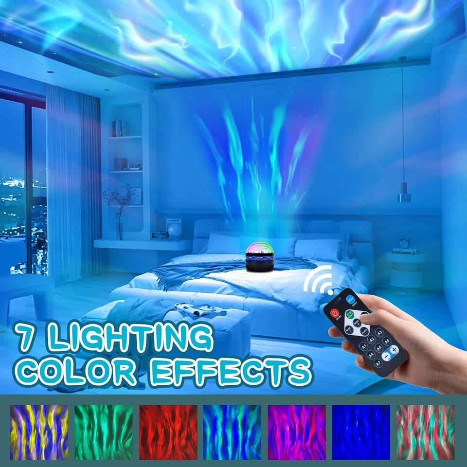 2-in-1 Projektor Nordlichter & Meereswellen LED Nachtlicht RGB mit Fernbedienung - Bild 2 von 4