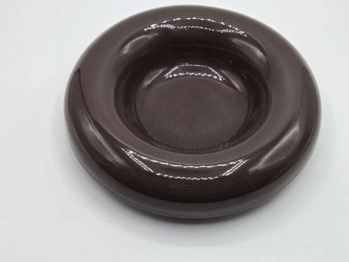 Vintage Haeger 5136 Rolled Edge Ashtray Or Trinket Dish Espresso Glaze