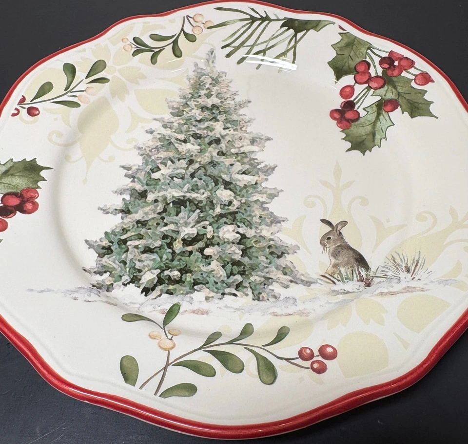 Better Homes & Gardens Heritage Plate redondo festoneado árbol de Navidad invierno Foto 2 de 4