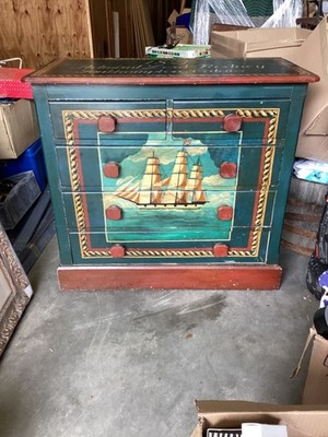 Antique Hand Painted Dresser 1821 Admiral Lord Rodney Southampton-Galais