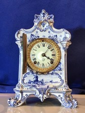 1882 VINTAGE ANTIQUE ANSONIA PORCELAIN STRIKE CLOCK,PORCELAIN CASE