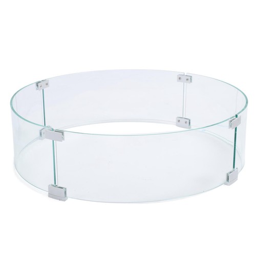 Round Fire Pit Wind Guard Tempered Glass Windscreen Flame 650mm Dia US - Picture 2 of 24