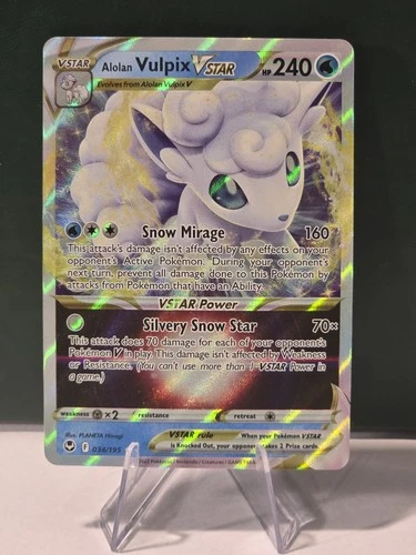 Alolan Vulpix VSTAR 034/195 Ultra Rare Sword & Shield Silver Tempest Pokemon NM