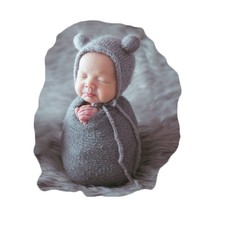 Newborn Photography Props, Light Gray, Hat, Long Ripple Wrap Set, Boys, Girls