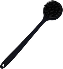 Long Handle Silicone Body Scrubber for Shower, Dual-Sided Back Scrubber Brush wi