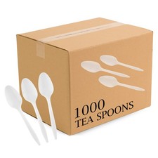 Cutlery Plastic Teaspoons Medium Weight Disposable Silverware White 1000 Count