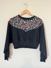 Nike, Floral Print Crop Sweatshirt, Athleisure, Elevated Activewear, Black, S