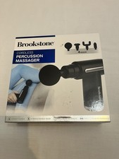Brookstone Cordless Percussion Massager Black 4 Heads New Handheld Recovery Tool