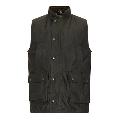 New Mens English Waxed Green Vest - Man Wax Olive Vest image 5