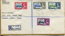 1935 Silver Jubilee St Helena set on a registered cover to Canada