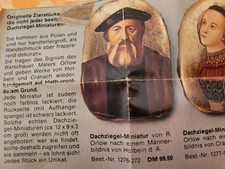 Dachziegel-Miniaturen, bemalt m. Flachgold verziert, bekannter polnischer Maler