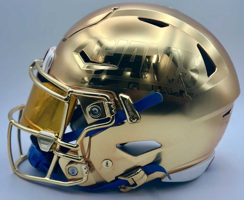 Casco Lawerence Taylor Personalizado Cromo Dorado Velocidad Flex Logotipo Gigantes Certificado JSA Foto 4 de 4