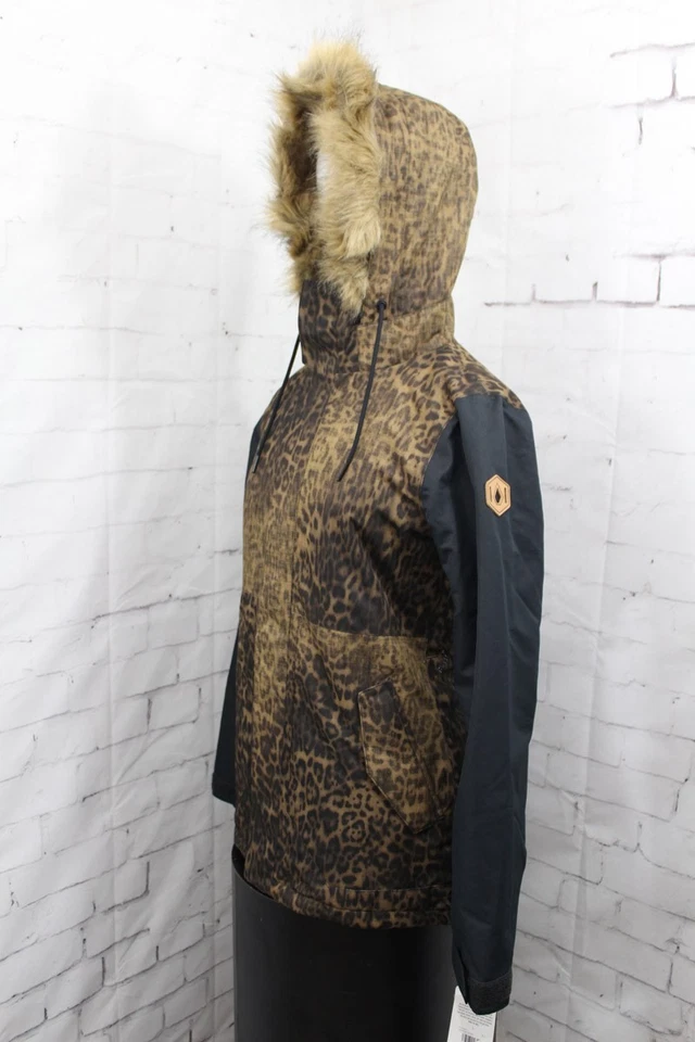 Volcom Fawn Insulated Snow Jacket, Womens' Small, Black Combo/Leopard Print New - Image 2 of 4