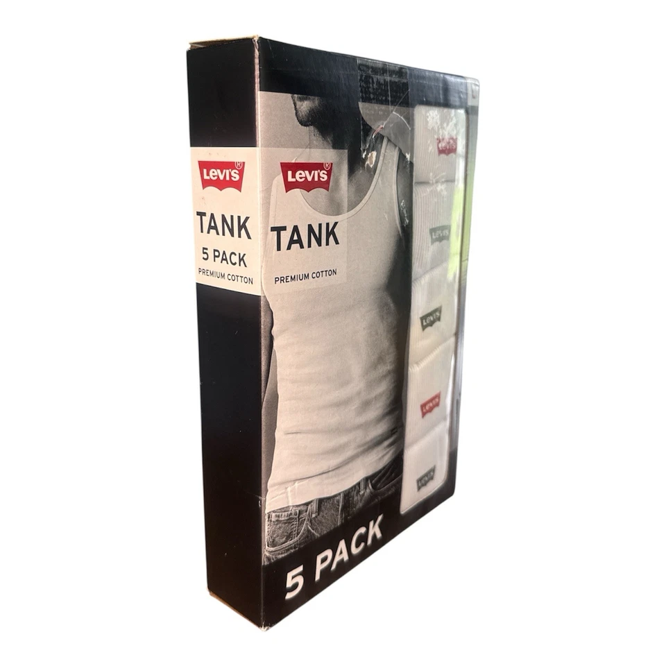 Nuevo paquete de 5 tanques Levi’s color blanco algodón premium talla grande Foto 2 de 3