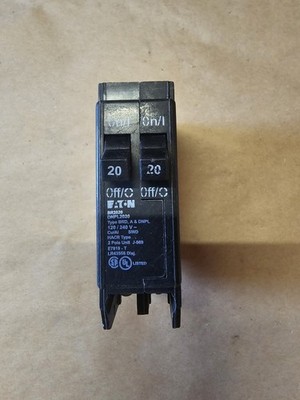 20A Eaton Cutler Hammer BR2020 Tandem 20 Amp Circuit Breaker Type BRD Non-CTL