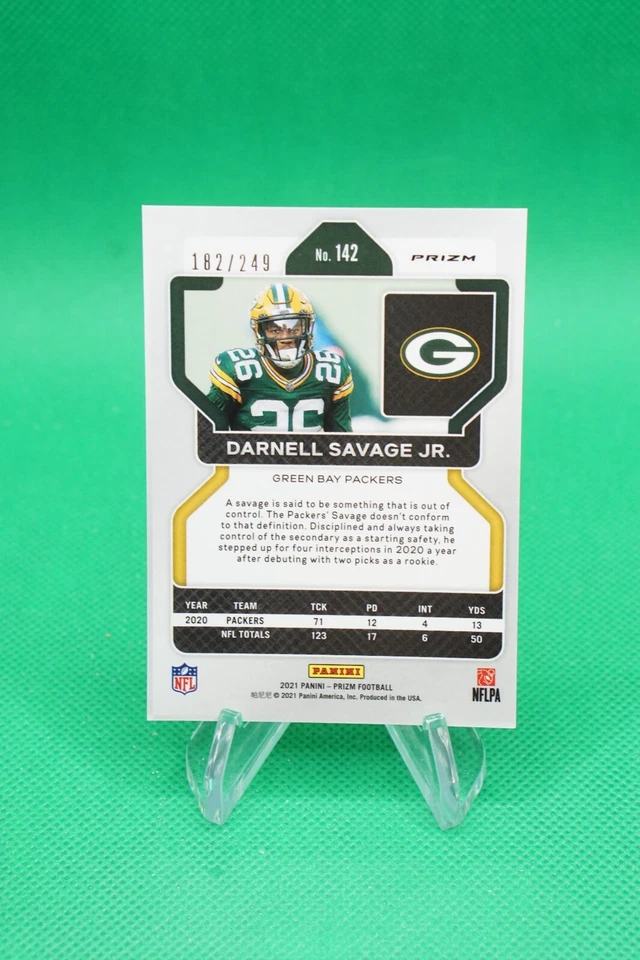 2021 Prizm Base Prizm Orange SP /249 #142 Darnell Savage Green Bay Packers TU1 - Image 2 of 2