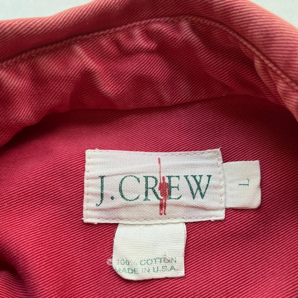 Vtg J Crew Oarsman Shirt Button Down Mens L Cotton Canvas USA Contrast Stitching - Image 2 of 4