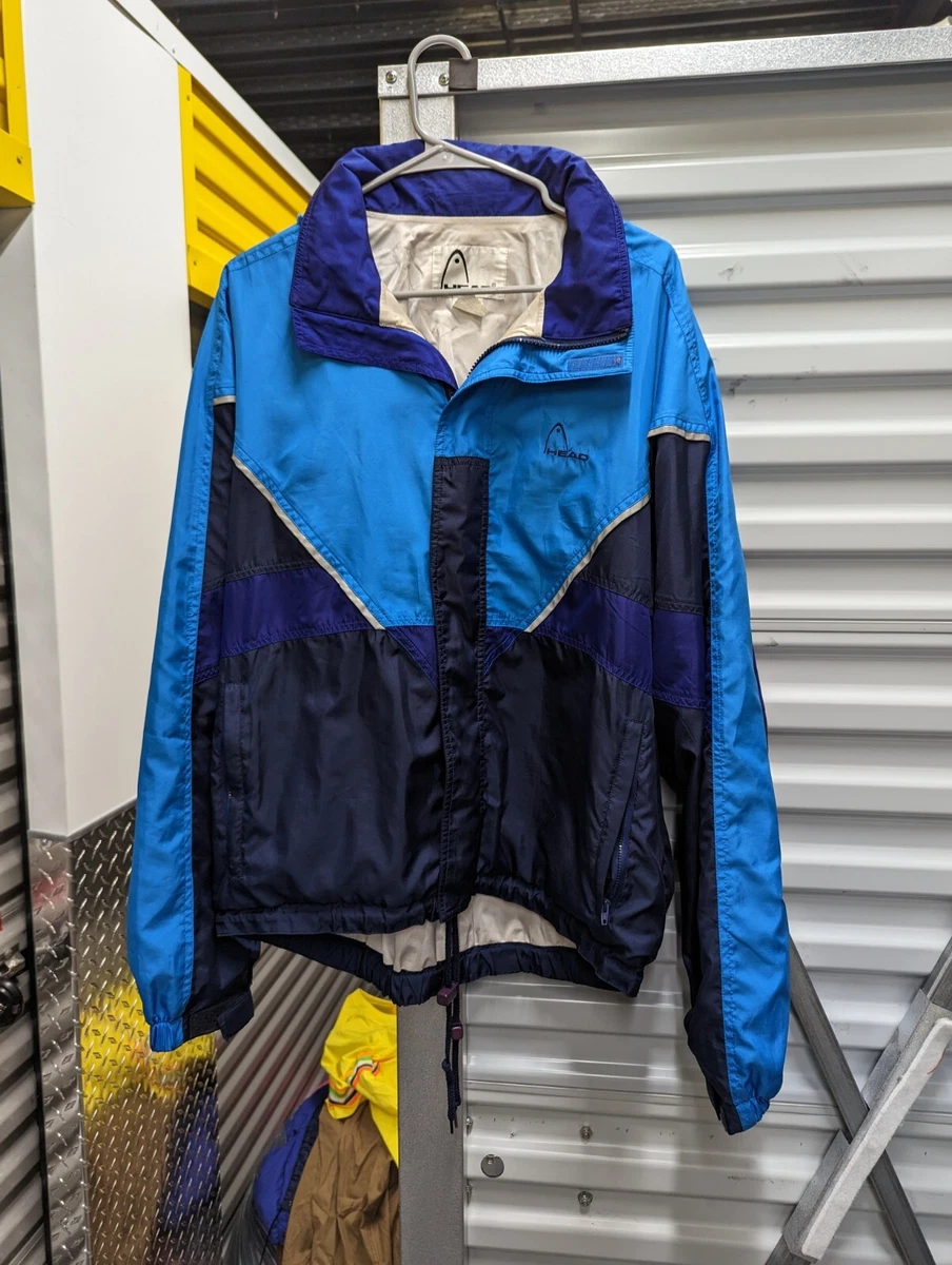Vintage HEAD Mens Jacket Large Windbreaker Black Purple Full Zip