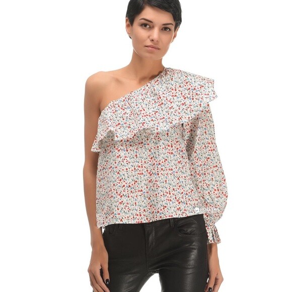 Zara One Shoulder Floral Blouse Top Size XS eBay
